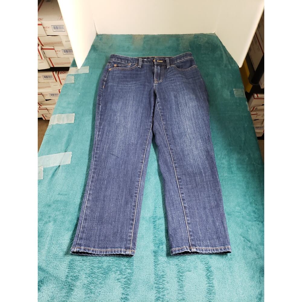 Talbots Jeans Size 4 Petite Womens Blue Pants Stretch High Rise Straight Ankle